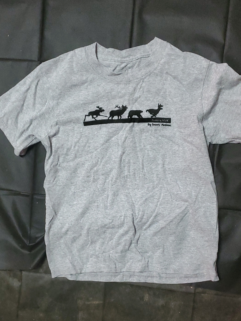 Boys Gray Graphic Crewneck T-Shirt - Wildlife Silhouette